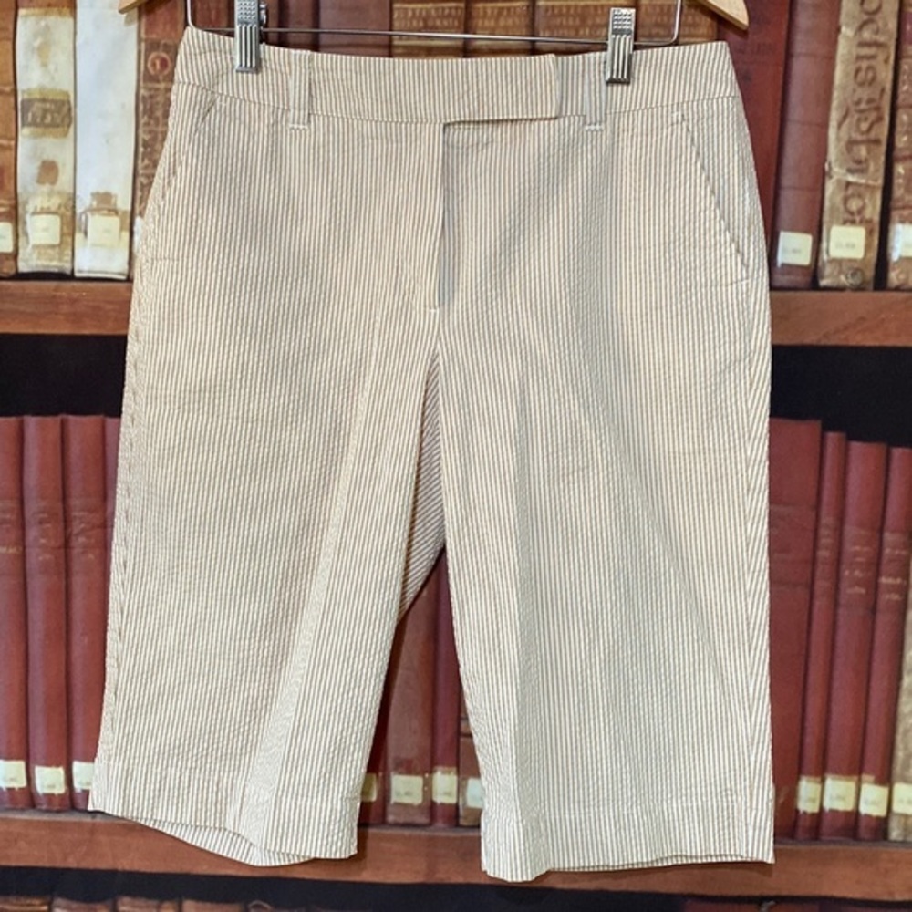 Talbots Seersucker Pinstripe Stretch Bermuda Shorts Size 6